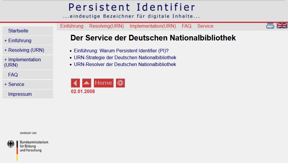 Screenshot des ursprünglichen Webauftritts unseres Services