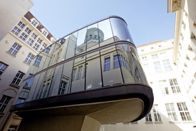 Der Musiklesesaal des Deutschen Musikarchivs, Außenaufnahme des gläsernen Baus