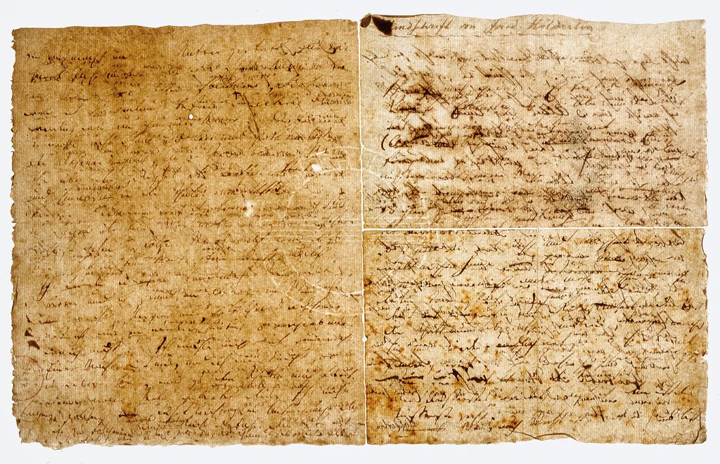 Abbildung eines zweiseitigen, handgeschriebenen Manuskripts