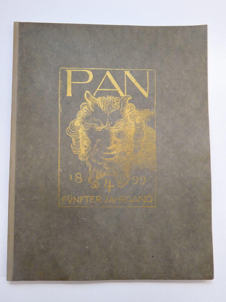 Zeitschrift mit schwarzem Cover und goldenem Druck. "Pan" steht in Großbuchstaben, darunter das Bild eines Pans.