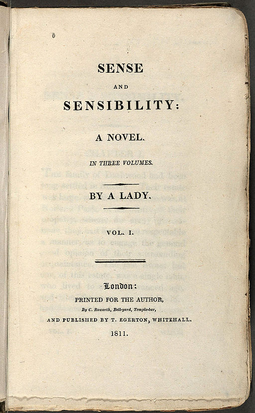 Die Titelseite der Erstausgabe von Sense and Sensibility von Jane Austen
