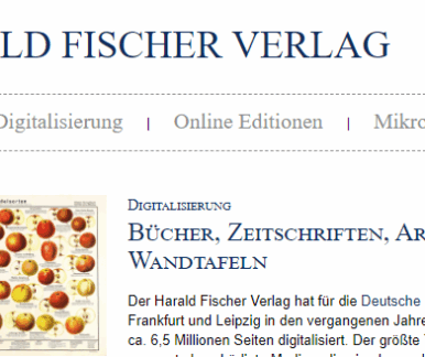 Website Startbildschirm des Harald Fischer Verlags