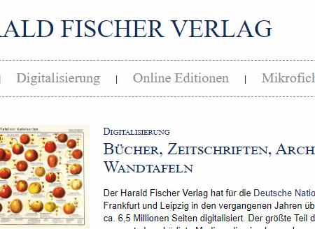 Website Startbildschirm des Harald Fischer Verlags