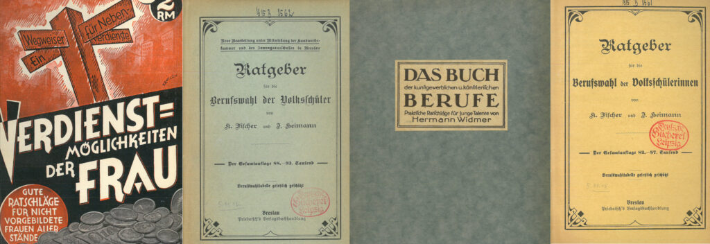 Foto mit 4 Ratgebern zur Berufswahl um 1915