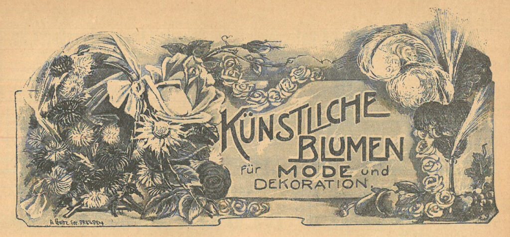 Abbildung in Sepia mit dem Titelblatt der Zeitschrift "Künstliche Blumen"